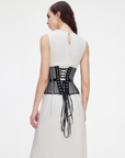 Cape with rhinestones fringe black