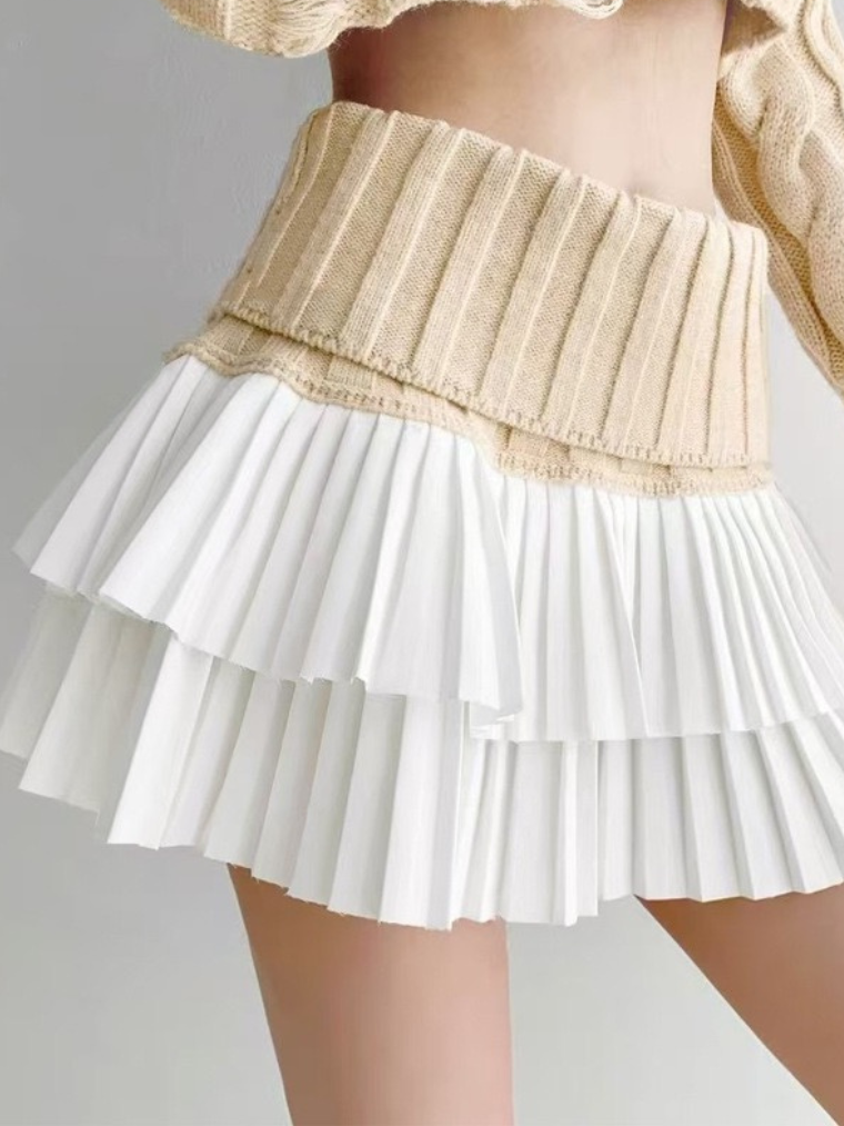 Knitted patchwork skirt