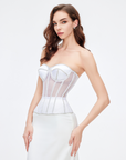Secret form bra with rhinestones white