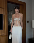Secret form bra with rhinestones beige