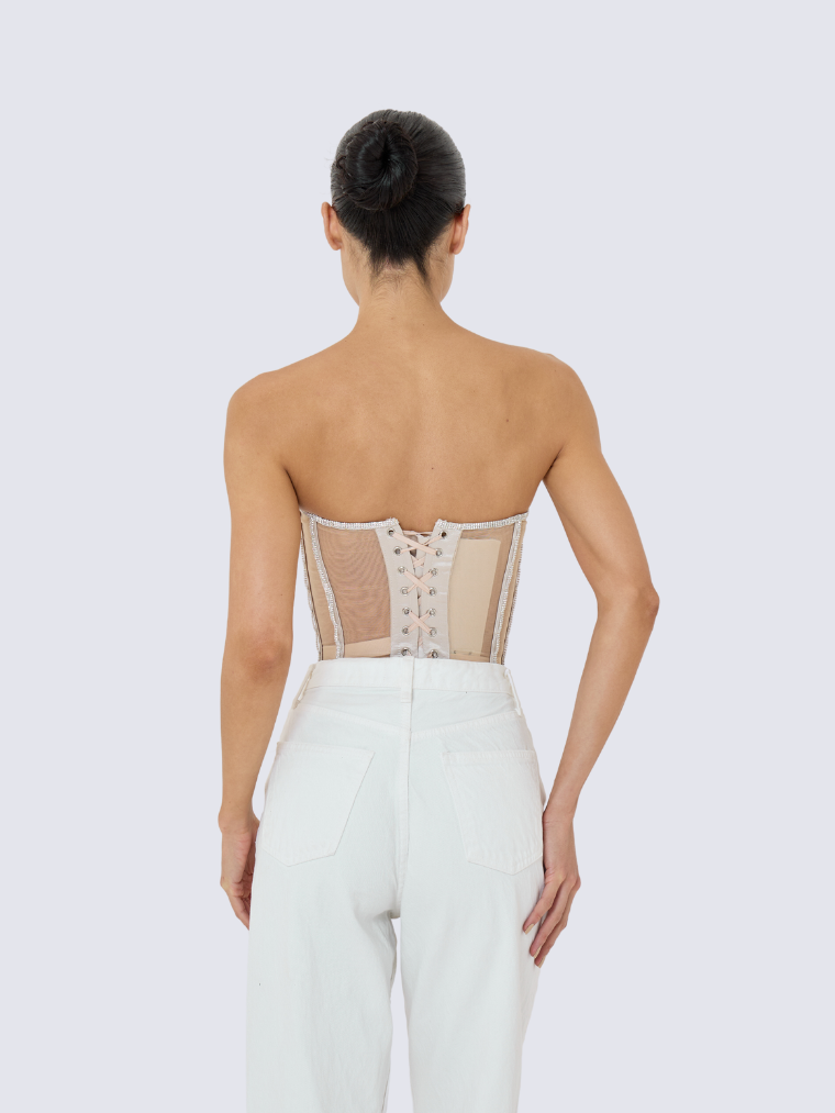  Vest Style Rhinestone Corset Anti-Light Comfortable Body  Sculpting Wrap Chest Gathered Breathable Bra Outer Wear (Color : White,  Size : 34B/75) : Clothing, Shoes & Jewelry