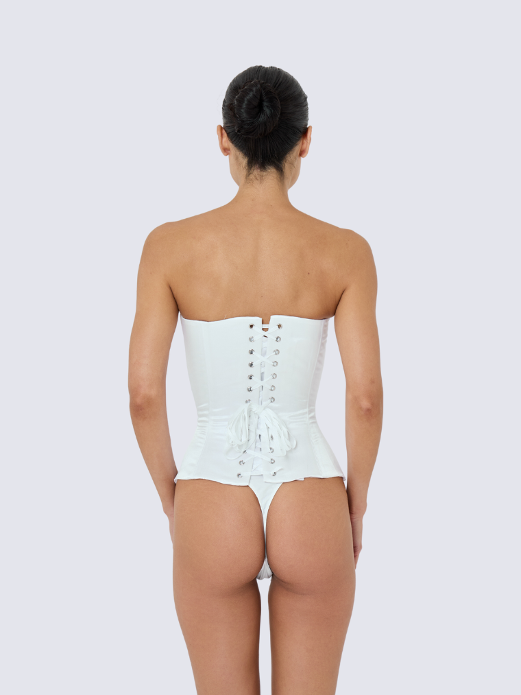 STATNAIA l Black satin corset with detachable sleeves