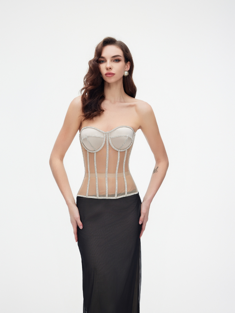 Perfectcorset NY | Secret Form Bra with Rhinestones Beige Beige / M / D/E Perfectcorset NY | Secret Form Bra with Rhinestones Beige Beige / M / D/E