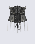 Cape with rhinestones fringe black